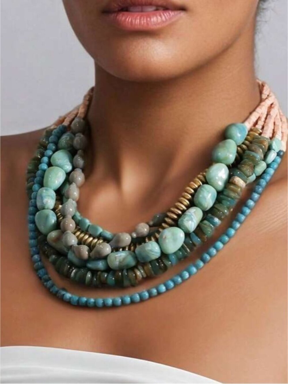 New! Turquoise Beaded Stack Necklace NWOT